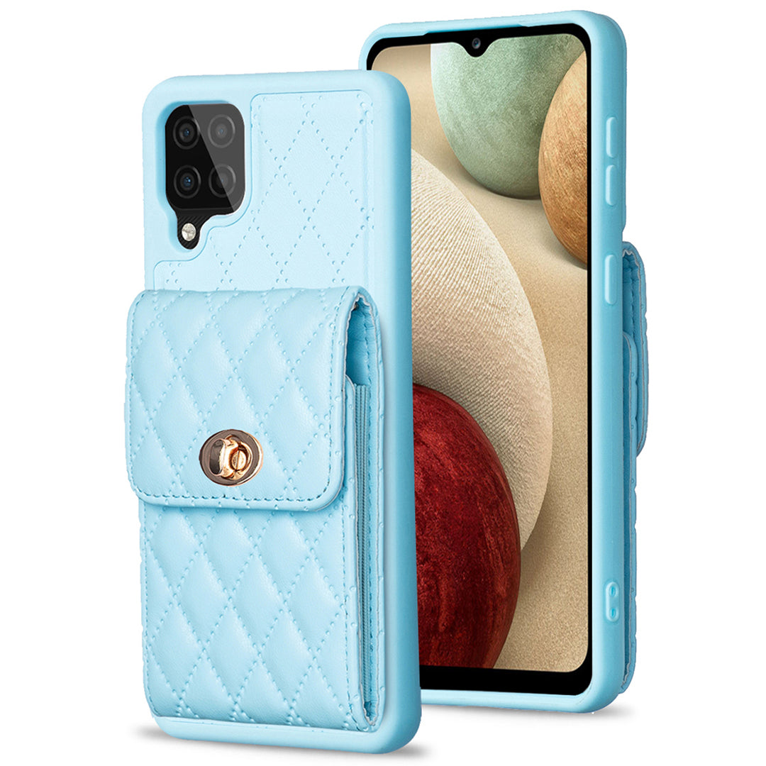 BF20 Card Holder Shell for Samsung Galaxy A12 Fall-proof Case PU Leather Coated TPU Phone Cover BF20 Card Holder Shell for Samsung Galaxy A12 Fall-proof Case PU Leather Coated TPU Phone Cover